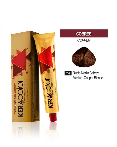 Tinte Keracolor – Rubio Medio Cobrizo 7.4 (Tubo 70 g)