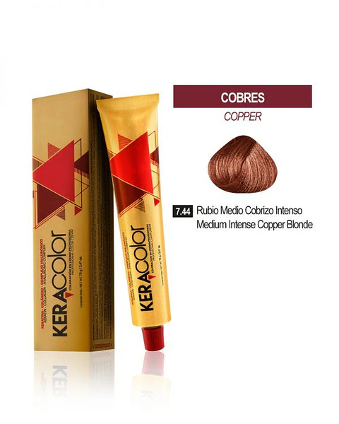 Tinte Keracolor – Rubio Medio Cobrizo Intenso 7.44 (Tubo 70 g)