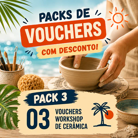 Pacote de 03 Vouchers Workshop de Cerâmica