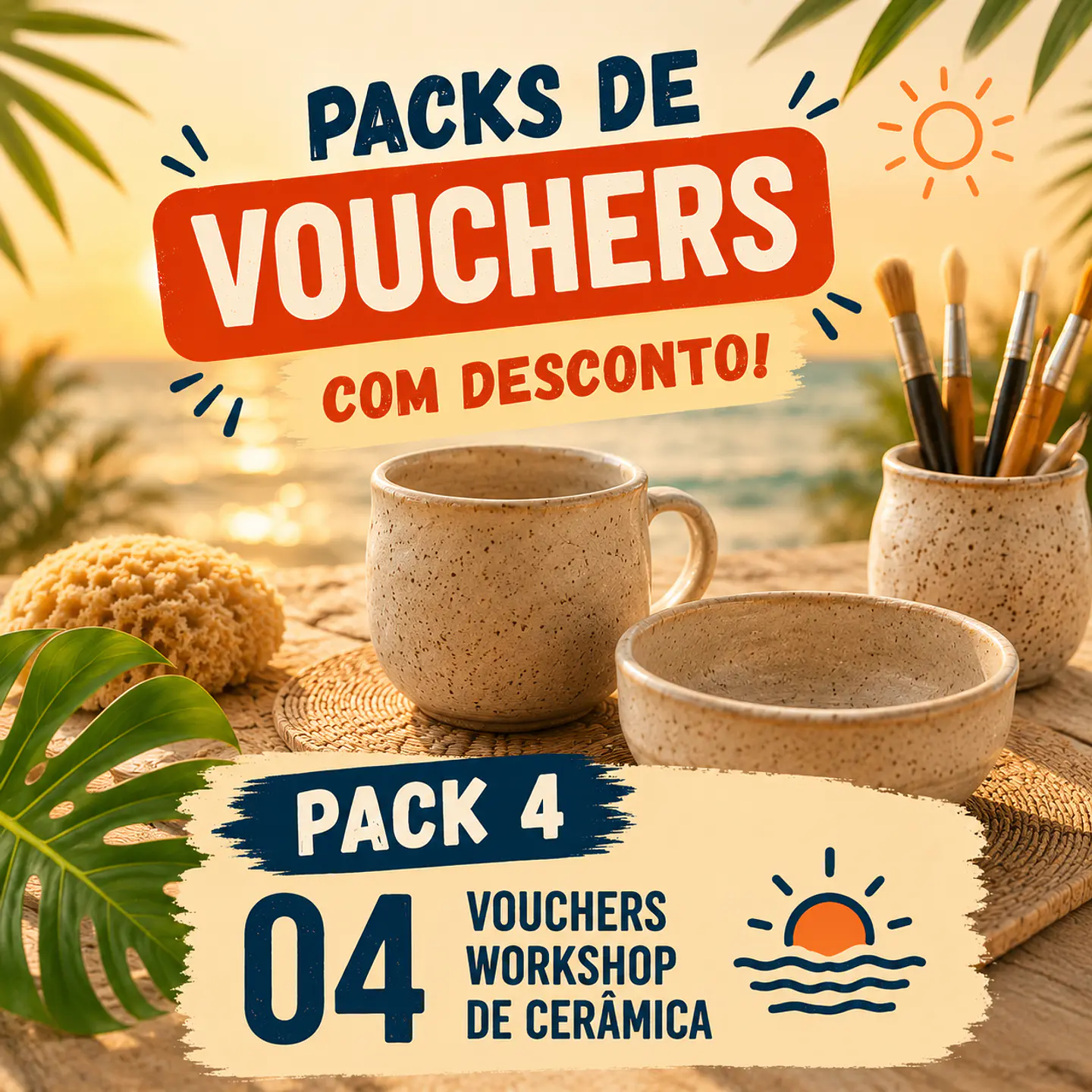 Pacote de 04 Vouchers Workshop de Cerâmica  1