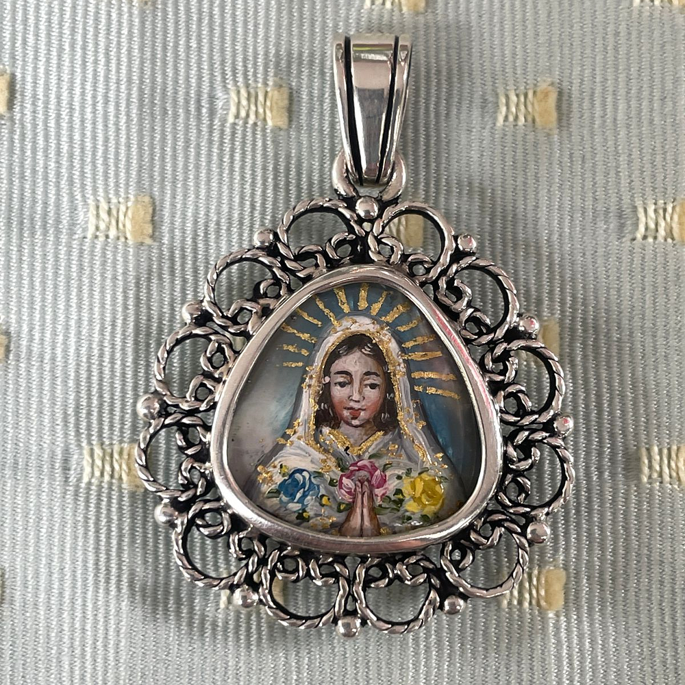 Maravillosa medalla de Virgen Rosa Mística y Virgen de Fátima 