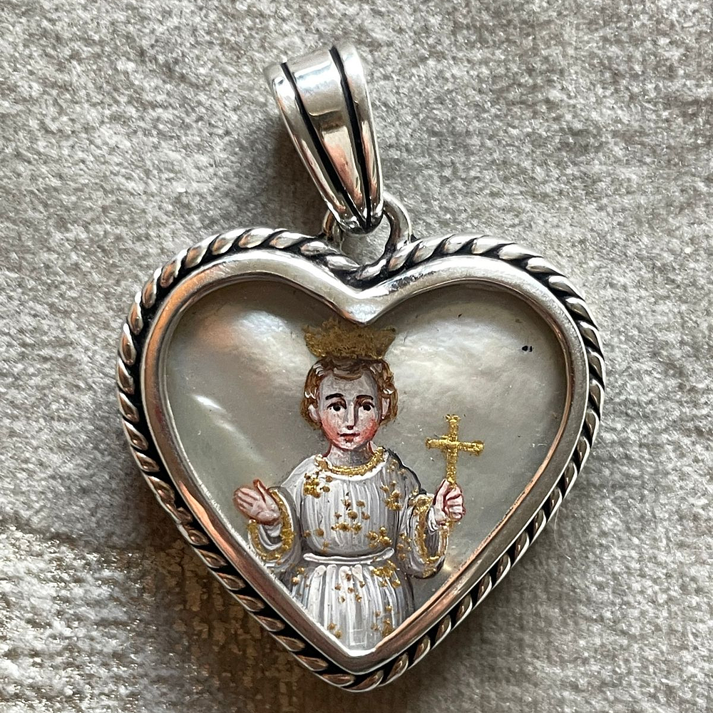 Medalla Corazón Divino Niño y Virgen de Lourdes