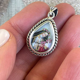 Preciosa Medalla de Santa Rosa de Lima y Ciruelo en flor 