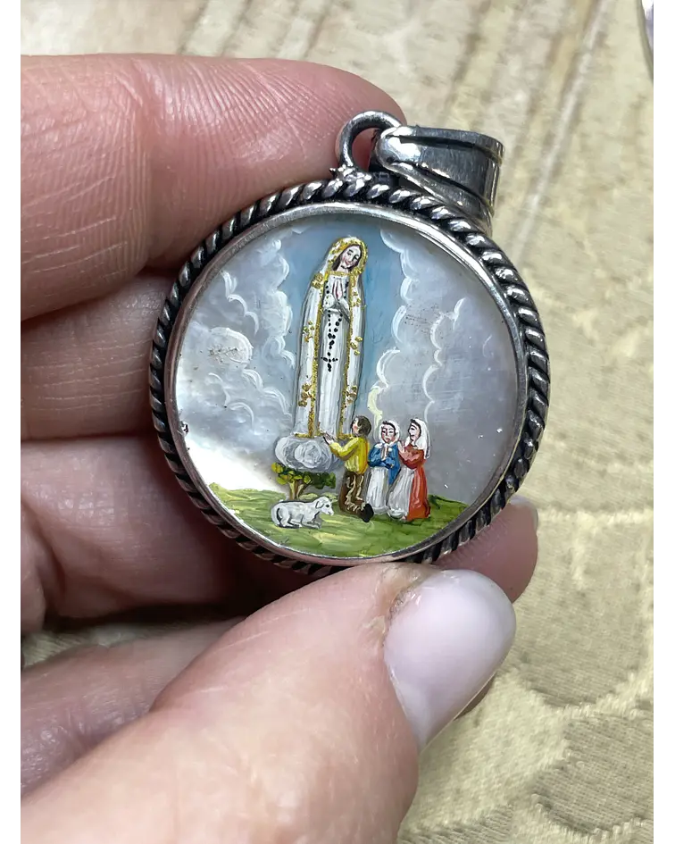 Medalla de Virgen de Fátima y Santa Rosa de Lima 