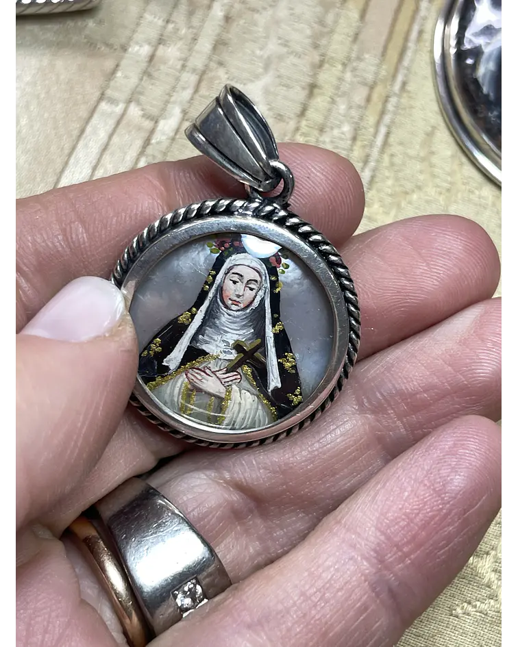 Medalla de Virgen de Fátima y Santa Rosa de Lima 