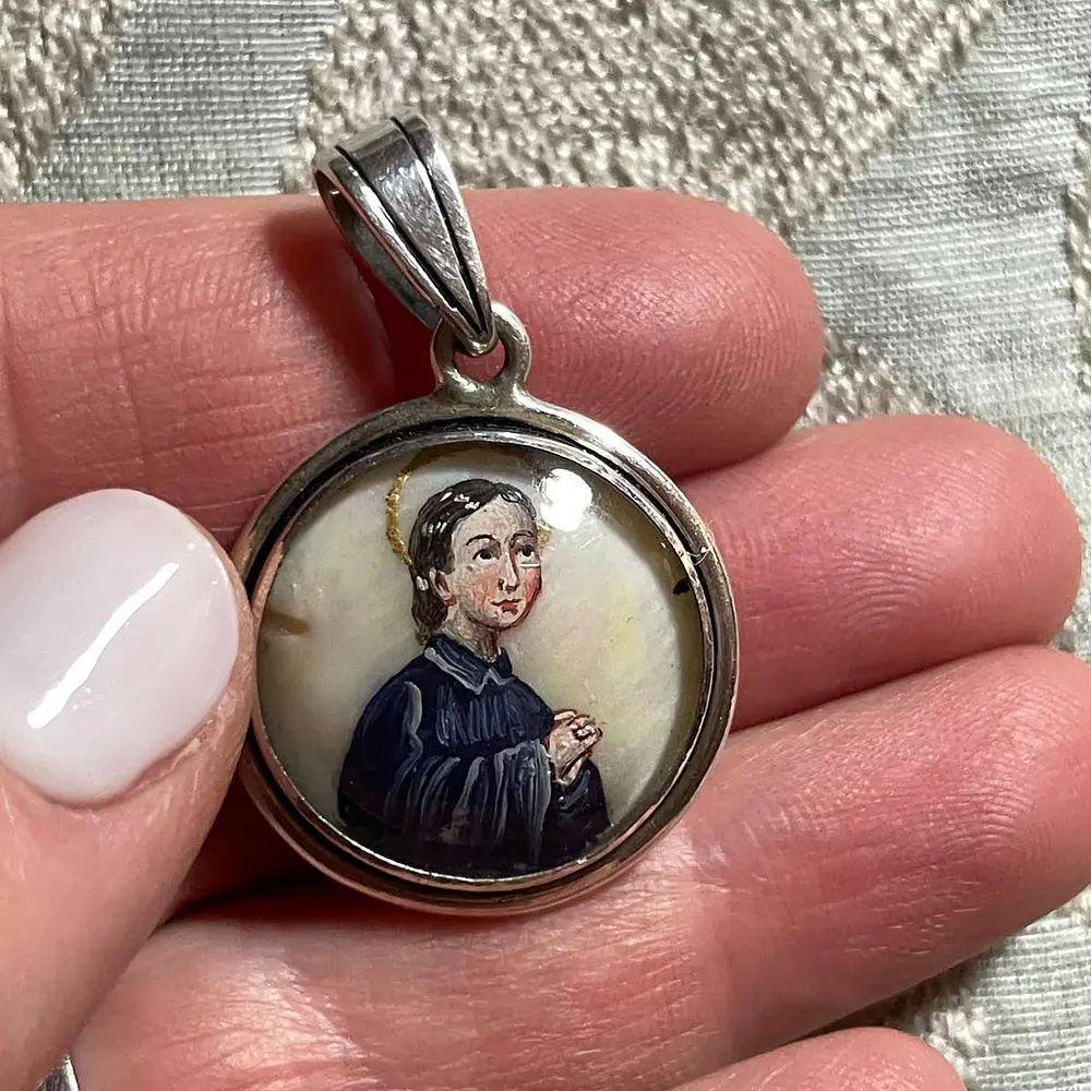 Medalla Redonda de Santa Gema Galgani y la Virgen de Lourdes