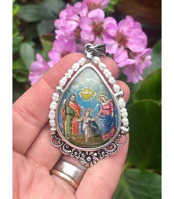 Maravillosa medalla de la Sagrada Familia y la Virgen del Rosario 