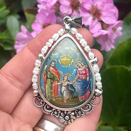 Maravillosa medalla de la Sagrada Familia y la Virgen del Rosario 