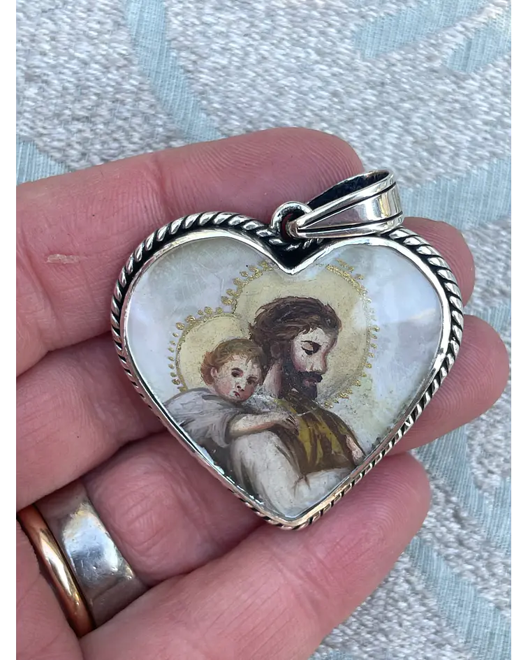 Medalla Corazón San José y el Niño – Virgen con el Niño