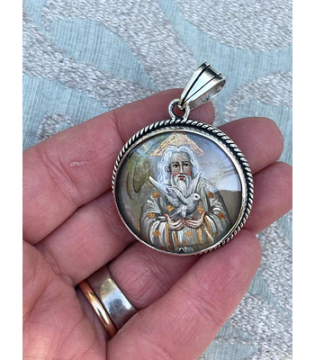 Medalla Dios Padre y Jesús Buen Pastor – Plata 950 y nácar