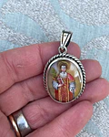 Medalla San Lorenzo y Santa Margarita María de Alacoque – Plata 950 y nácar