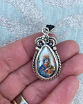 Medalla Gota Virgen del Perpetuo Socorro y Jesús de la Divina Misericordia – Plata 950 y nácar