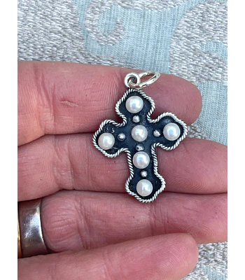 Cruz Bizantina con Perlas – Plata 950