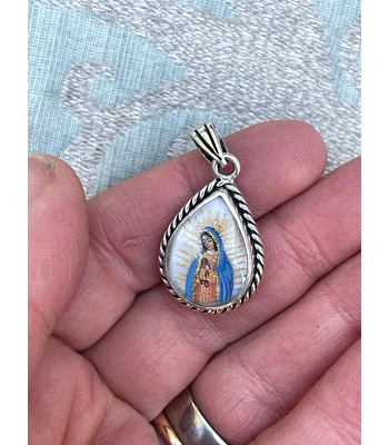 Medalla Gota Virgen de Guadalupe y San Charbel – Plata 950