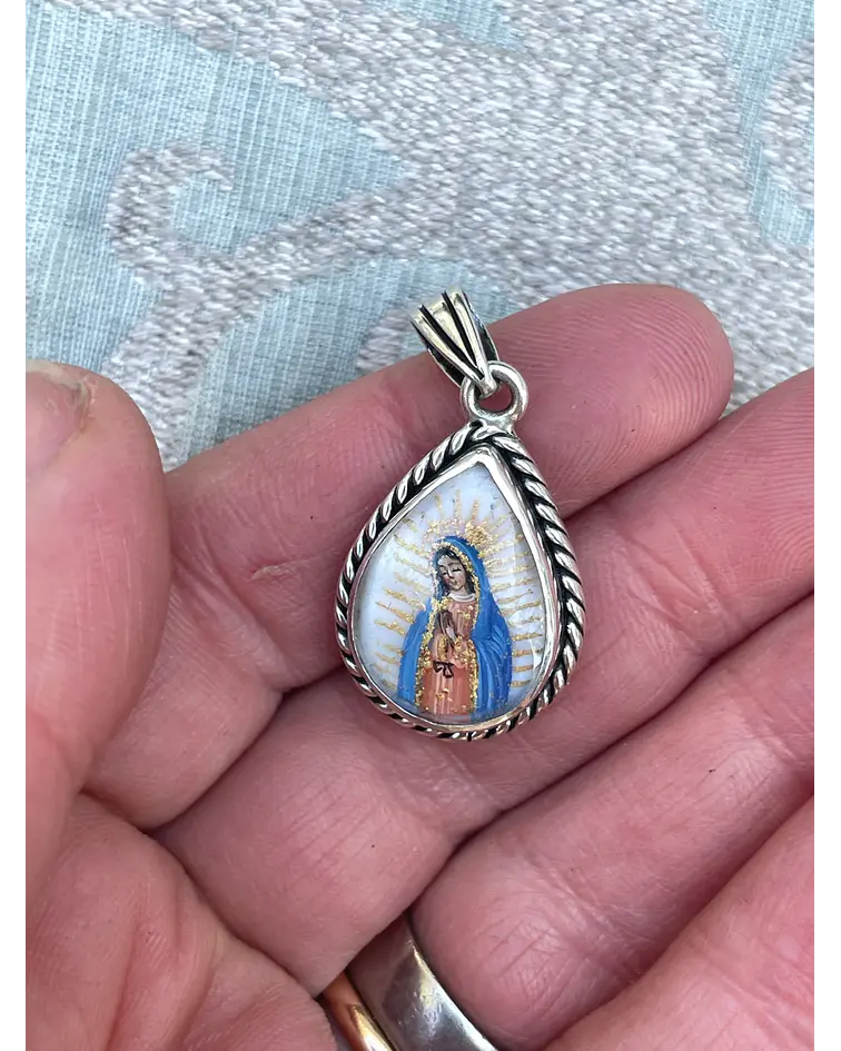 Medalla Gota Virgen de Guadalupe y San Charbel – Plata 950