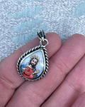 Medalla Sagrado Corazón de Jesús y San Pío de Pietrelcina – Plata 950 | 1,7 × 2,3 cm