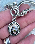 Pulsera esclava Santa Hildegarda y San Charbel – Plata 950 | 4 × 6 cm de diámetro