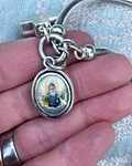 Pulsera esclava Santa Hildegarda y San Charbel – Plata 950 | 4 × 6 cm de diámetro