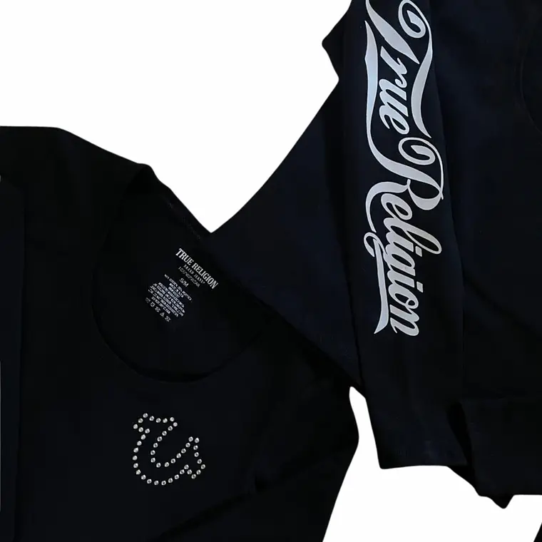 Polera TRUE RELIGION Negra con Cristales Mujer  2