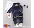 Sudadera con capucha de punto a rayas niño de 2 piezas