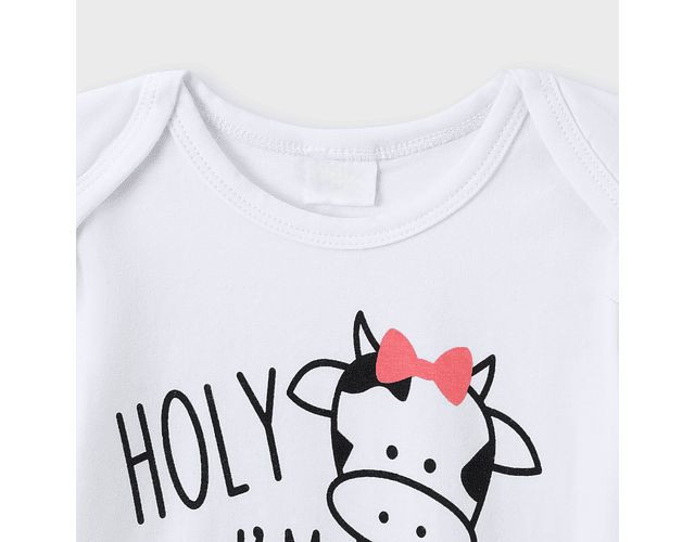 Conjunto de mameluco con estampado de vaca y letras de manga corta con volantes y falda de malla de lunares y diadema, 95% algodón