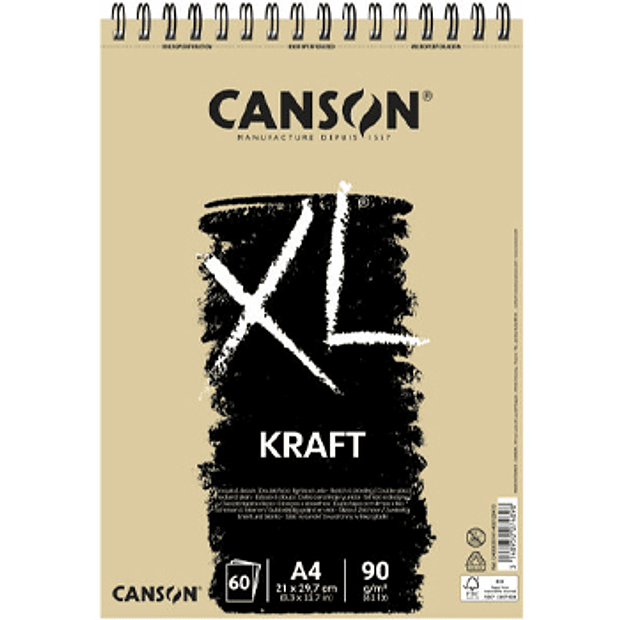 Bloco Espiralado Canson XL Kraft A4 90gr 1