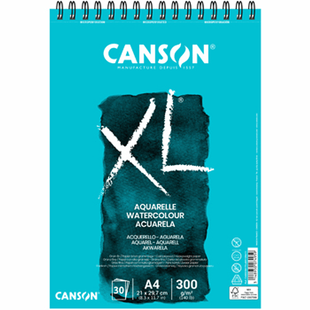 Bloco Espiralado Canson XL Aquarelle A4 300gr 30 Folhas 1