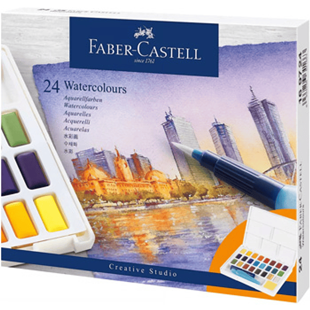 Aguarelas Faber Castell Goldfaber Cores Sortidas Cx 24 1