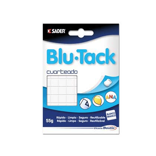 Blu-Tack Massa adesiva bostik blu tack branca cortada. 
