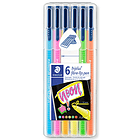 Marcador Feltro Staedtler Triplus 323  Box 6un Neon 1