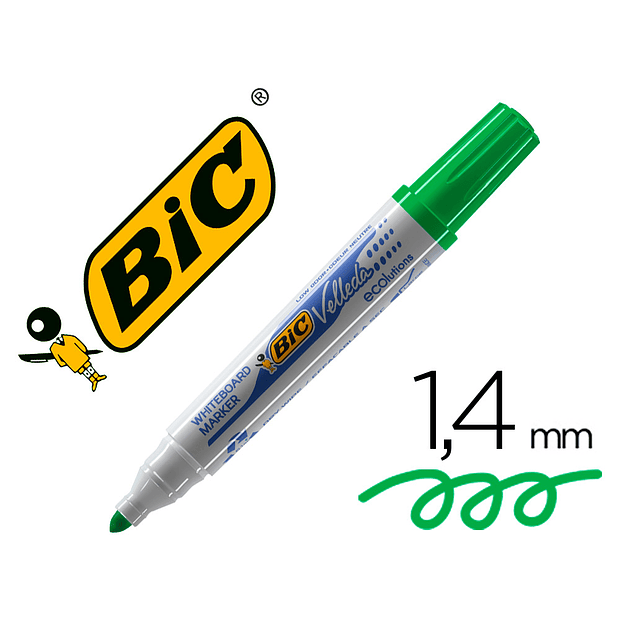 Marcador BIC VELLEDA Verde  cx. 12 