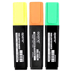 Marcador Fluorescente Grosso Epene Pack 3 Cores. Amarelo, Laranja, Verde