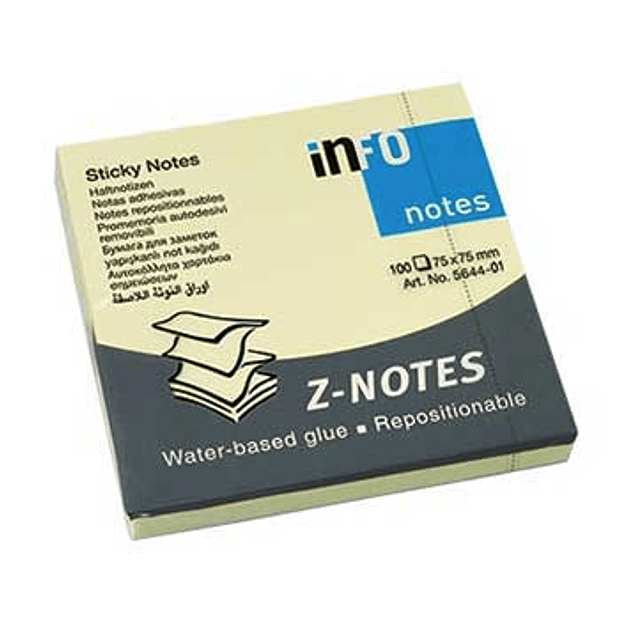 Bloco Notas Aderente  75x75mm Amarelo Zig-Zag 100 Fl.  12un 