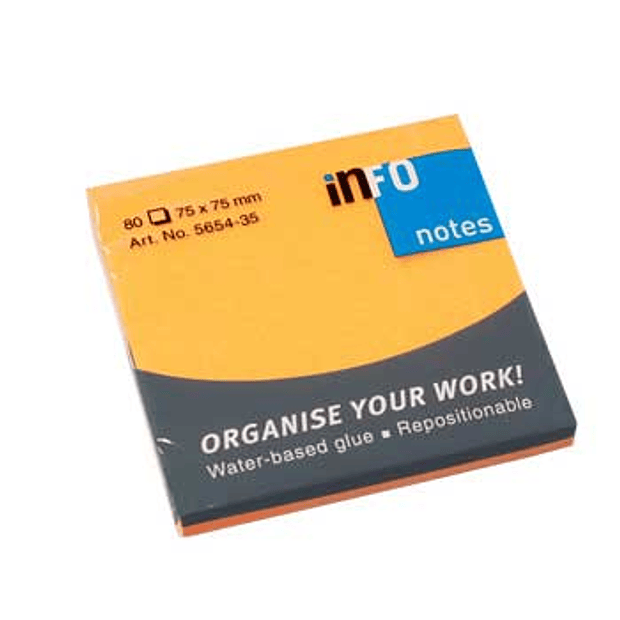 Bloco Notas Aderente 75x75mm Laranja 80 Fl.  12un. 