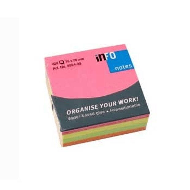 Bloco Notas Adesivo 75x75mm Neon Cubo 100 fl. 3un. 