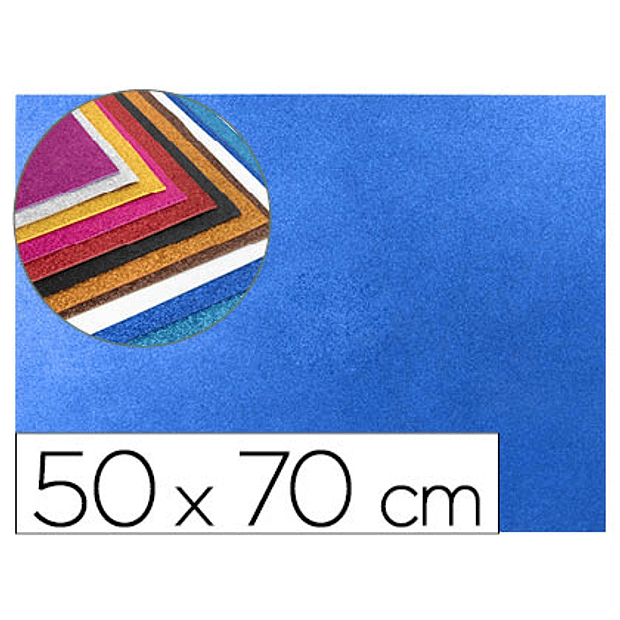 Esponja eva c/ purpurina 50x70cm 60gr espessura 2 mm 10un. Azul 