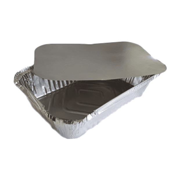Embalagem Alimentar Alumínio 650ml Retangular c/Tampa 100un 