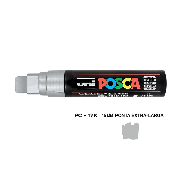 Marcador Uniball Posca PC-17K 15mm Prata (26) 1un 