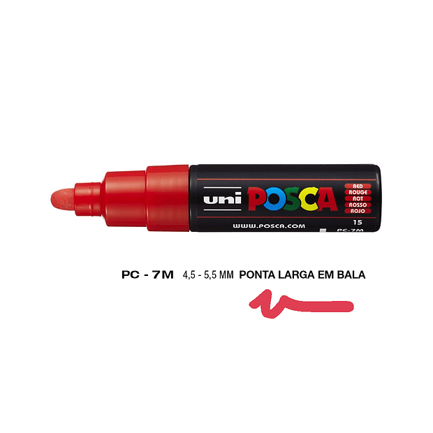 Marcador Uniball Posca PC-7M 4,5mm Vermelho 