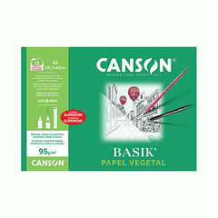 Papel Vegetal A3 95g Canson Basik Minipack 12Fls