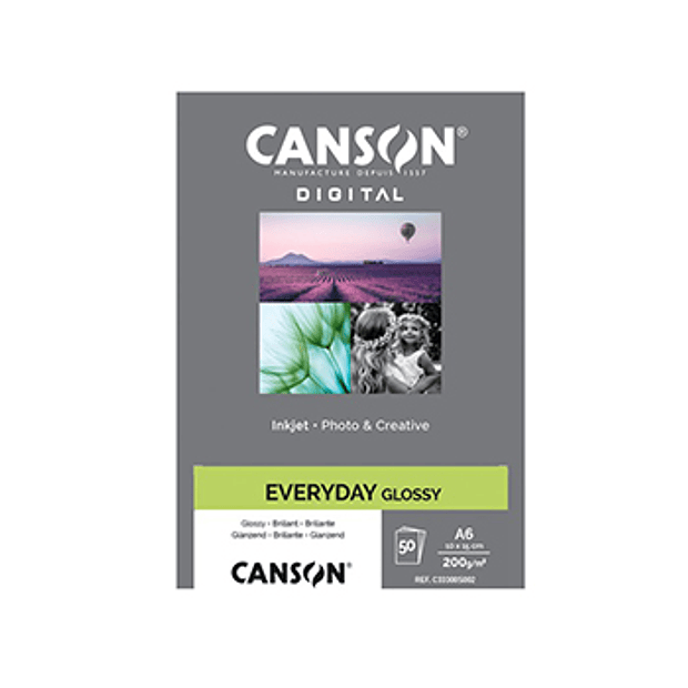 Papel 10,2x12,5cm 200g Foto Canson Everyday Glossy 50 Folhas 
