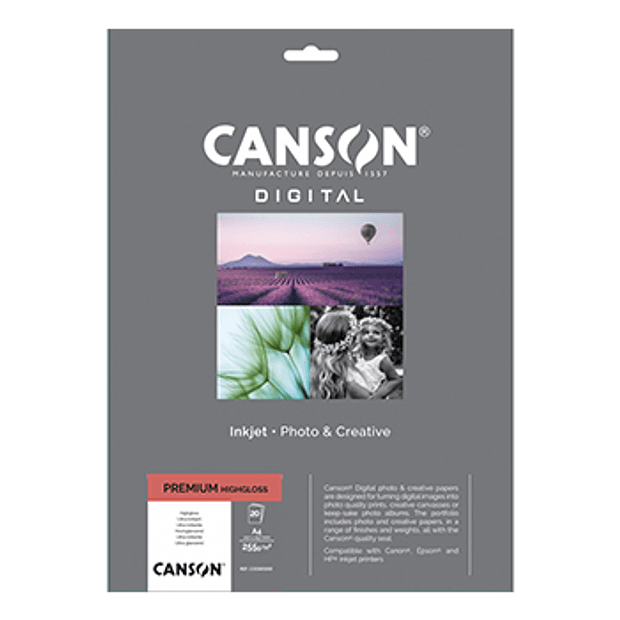 Papel A4 255g Foto Canson Premium Highgloss 20 Folhas 