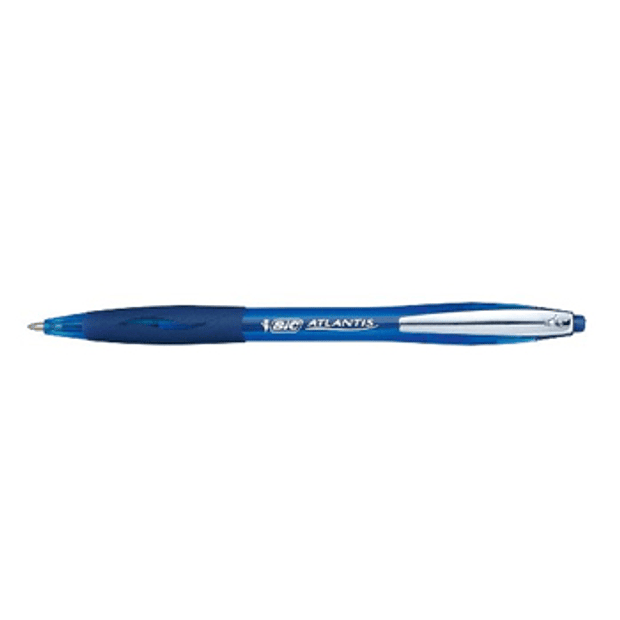 Esferográfica Atlantis Soft BallPoint Retrátil Azul 1mm cx 12 un 