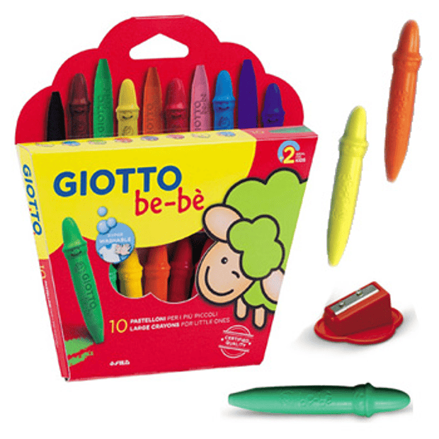 Lápis de Cera 10un Giotto Be-Be + Afia Lápis 