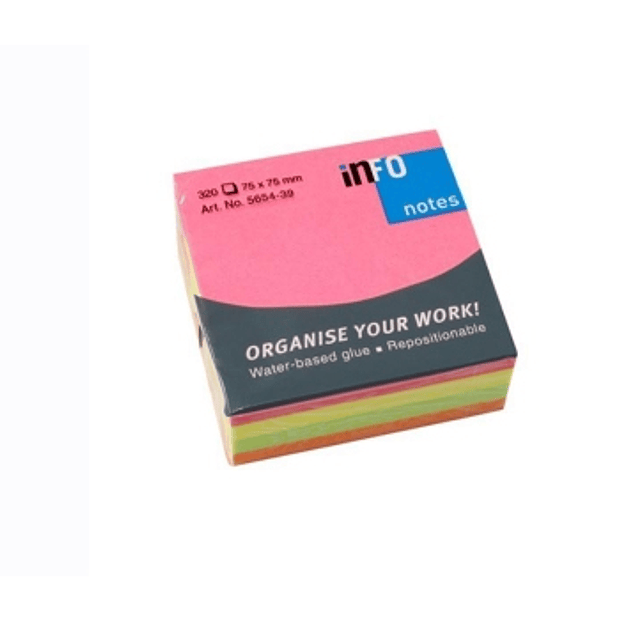 Bloco Notas Aderentes 75x75mm Néon 100fl. 3un. 