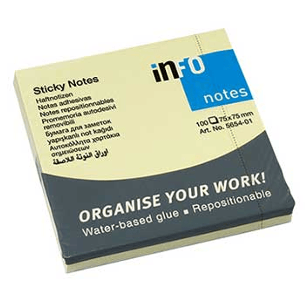 Bloco Notas Aderentes 75x75mm Amarelo 100fl. 12un. 