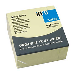 Bloco Notas Aderentes 75x75mm Amarelo Cubo 400fl. 2un.