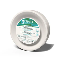 Pratos 22cm Celulose Redondo Branco  50un