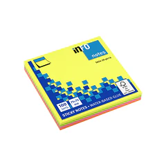 Bloco Notas Aderentes 75x75mm Néon 100fl. Pack 3