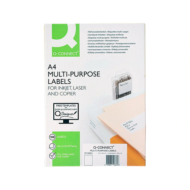 Etiquetas adesivas 210x297mm. CONNECT 100fl. ENVIO GRÁTIS 